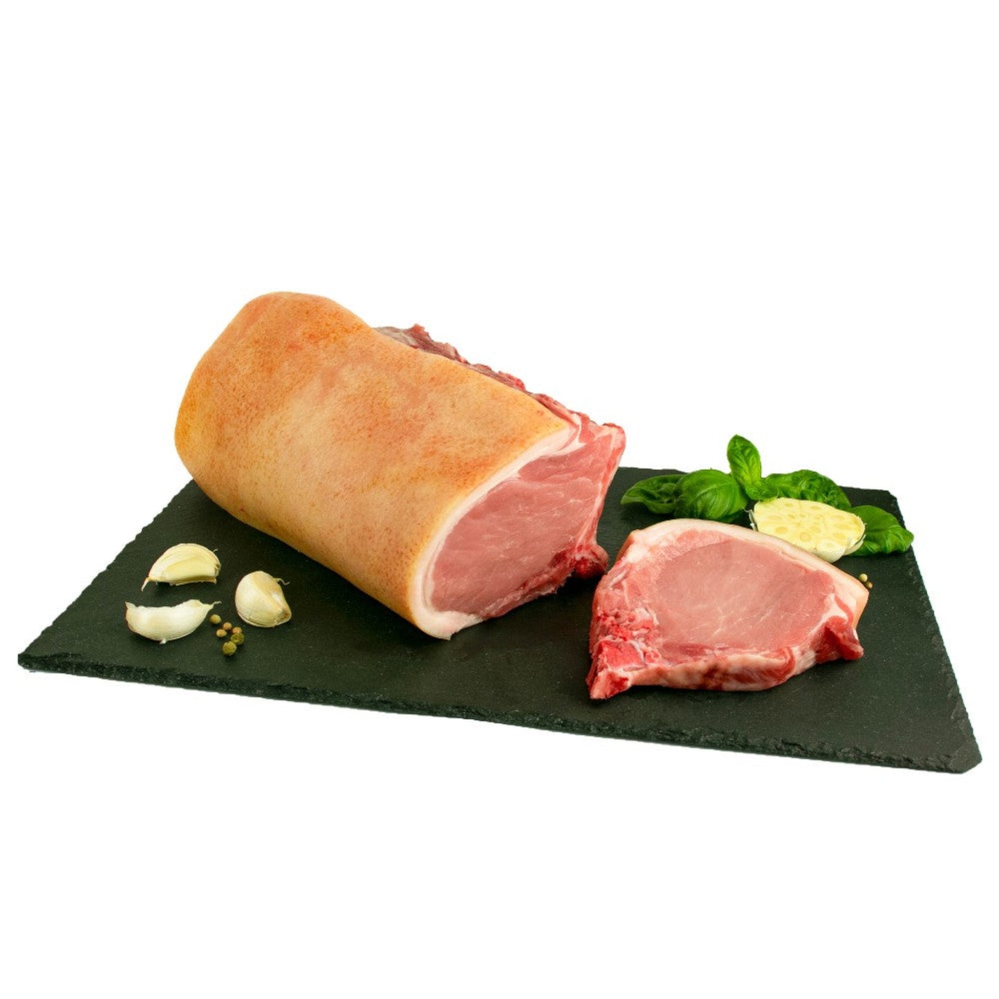 Sertés bőrös karaj csonttal