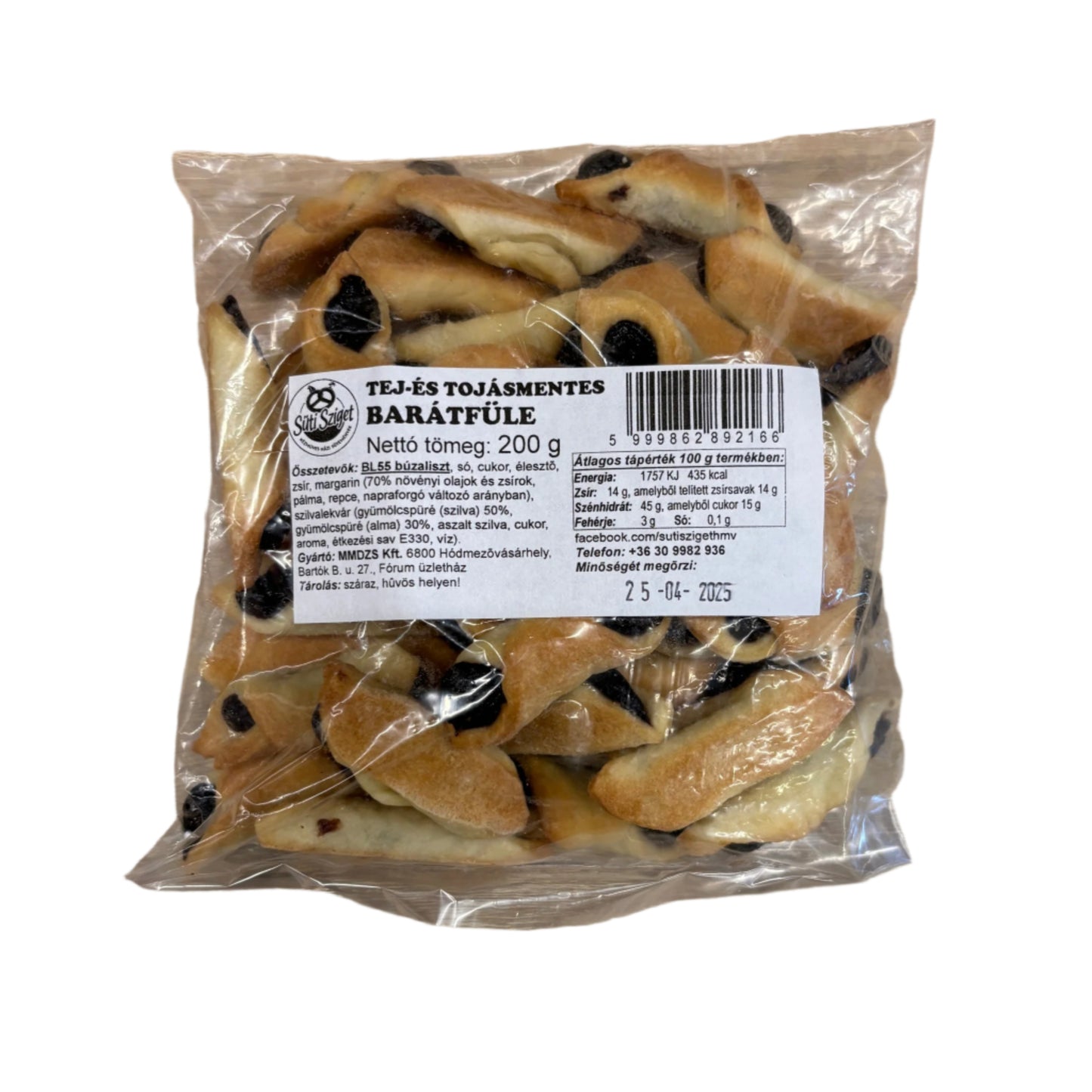 Tej - és tojásmentes szilvás barátfüle 200g