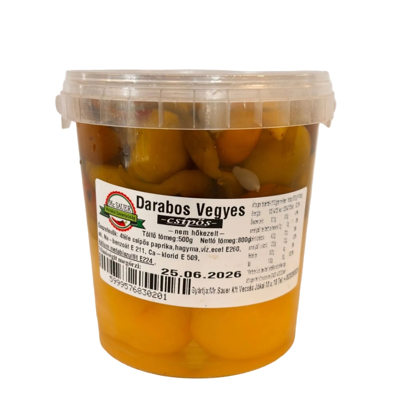 Vegyes darabos csípős savanyúság 500g