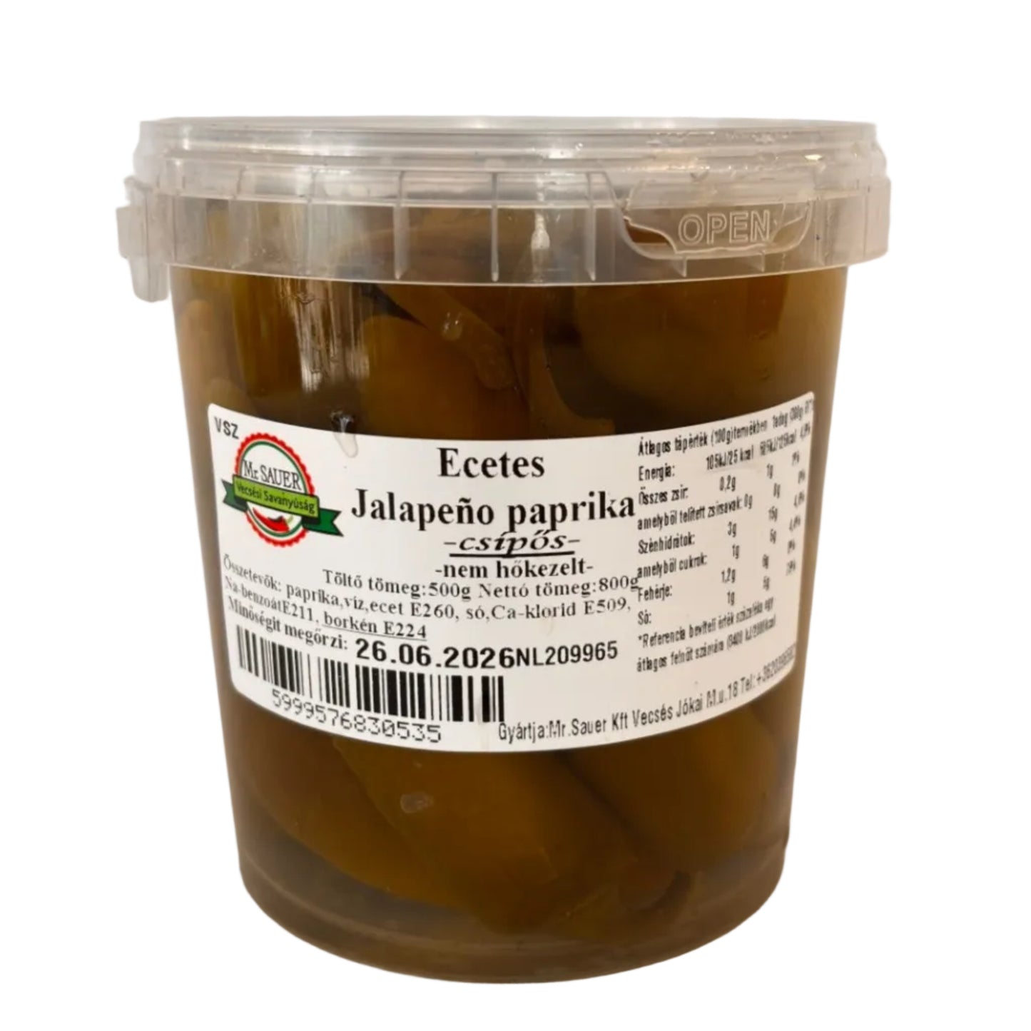 Ecetes jalapeno paprika 500g