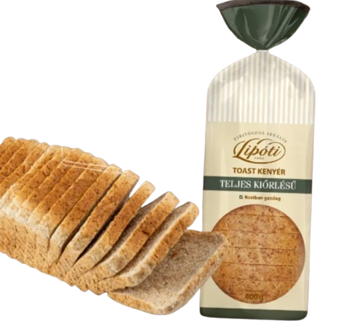 Lipóti teljes kiőrlésű toast kenyér 400g